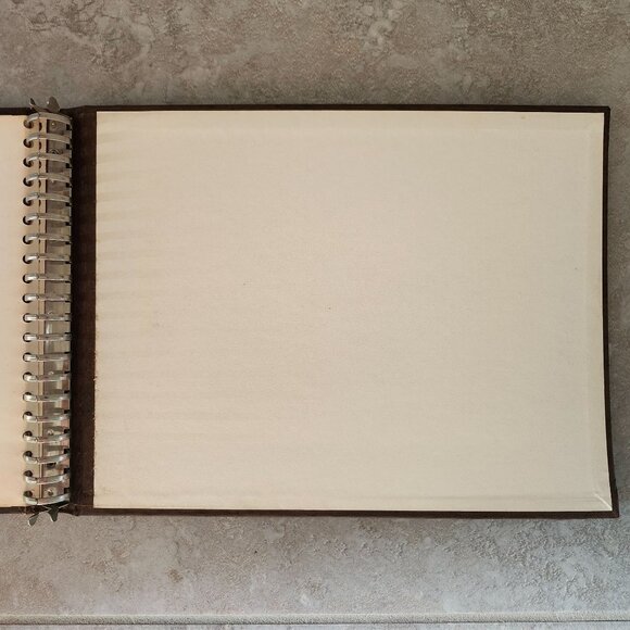 Vintage 60s 70s Photo Album Wood Grain Design Brass Gold Inlay Spiral Binding - Picture 8 of 8